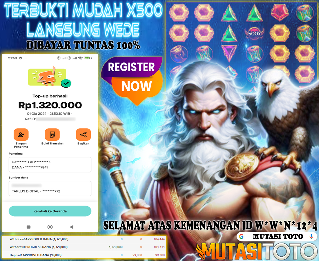 BUKTI KEMENANGAN MEMBER ~ GATES OF OLYMPUS DIBAYAR TUNTAS 100%