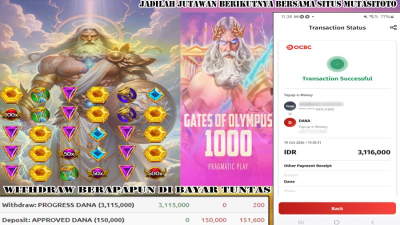 KEMENANGAN MEMBER ~ GATES OF OLYMPUS 1000