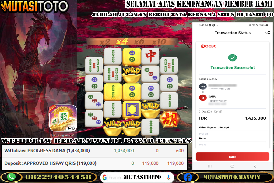 KEMENANGAN MEMBER ~ MAHJONG WAYS 2