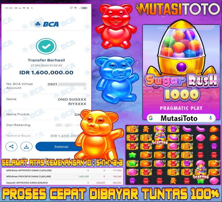 KEMENANGAN DIBAYAR TUNTAS SUGAR RUSH 1000