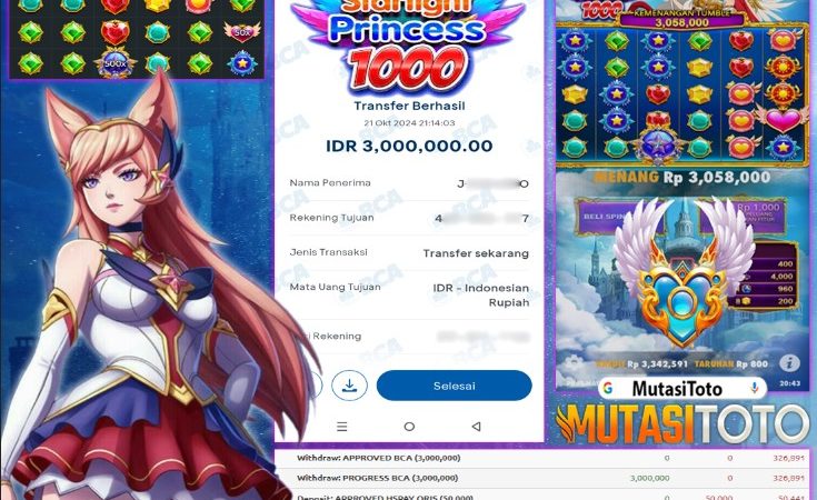 WITHDRAW MEMBER BERMAIN DI STARLIGHT PRINCESS 1000