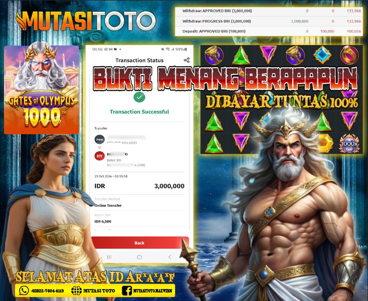 WITHDRAW MEMBER BERMAIN DI GATES OF OLYMPUS 1000