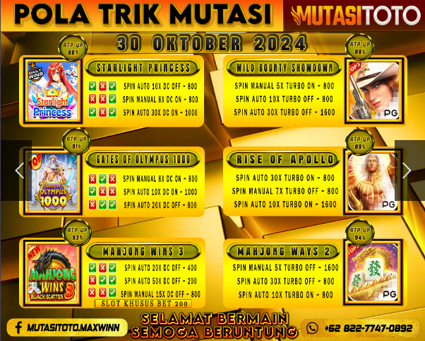 POLA GACOR TERUPDATE 30 OKTOBER 2024 – MUTASITOTO