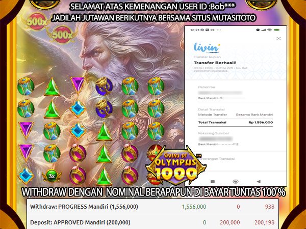 BUKTI KEMENANGAN BERMAIN DI GATES OF OLYMPUS 1000 03-OKTOBER-2024