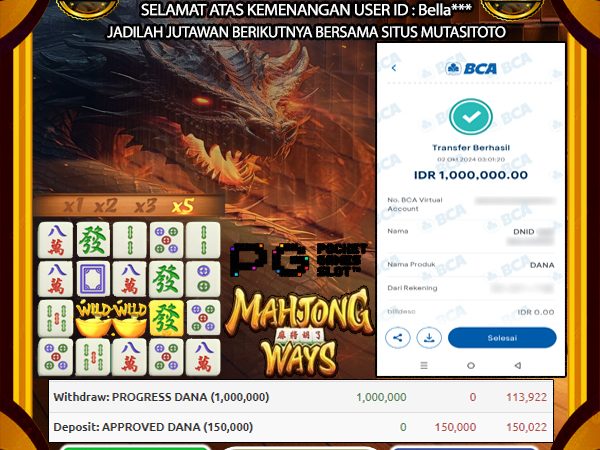 BUKTI KEMENANGAN DI MAHJONG WAYS 02-Oct 2024