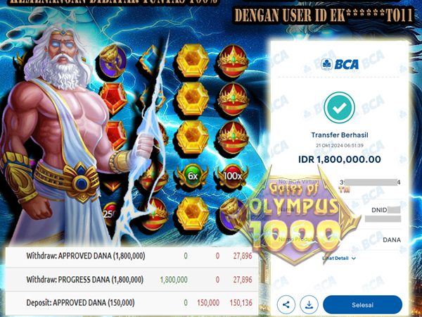 WITHDRAW MEMBER BERMAIN DI GATES OF OLYMPUS 1000