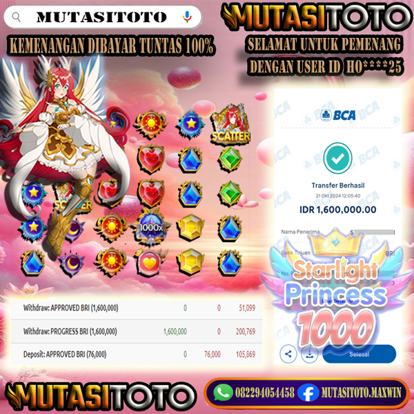 WITHDRAW MEMBER BERMAIN DI STARLIGHT PRINCESS 1000