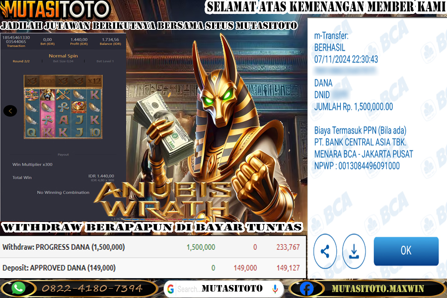 MEMBER WITHDRAW DI ANUBIS WRATH PG SOFT