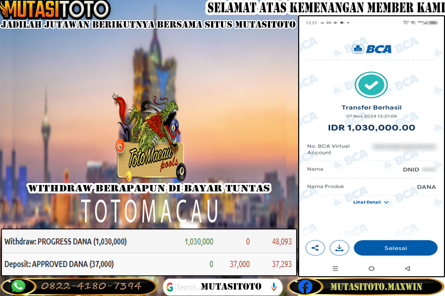 KEMENANGAN MEMBER TOGEL DI TOTOMACAU-1300