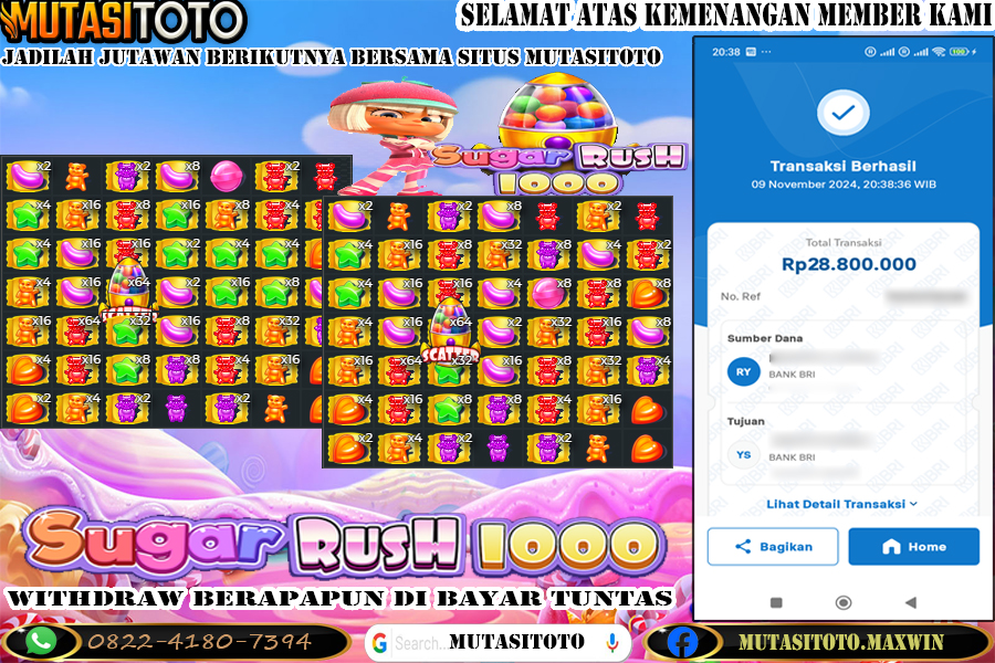 WITHDRAW KEMENANGAN BERMAIN SUGAR RUSH 1000