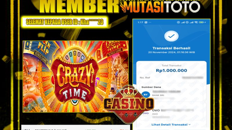 WITHDRAW MEMBER BERMAIN DI LIVE GAME EVO CRAZY TIME