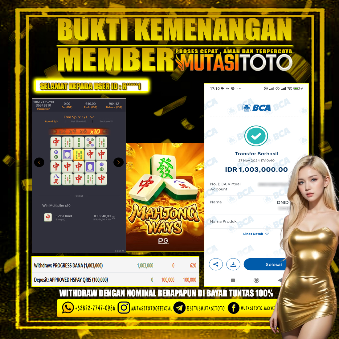 KEMENANGAN MEMBER BERMAIN DI MAHJONG WAYS 1