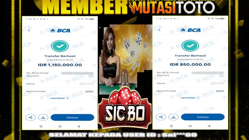 BUKTI KEMENANGAN MEMBER JUTAAN DI CASINO SICBO