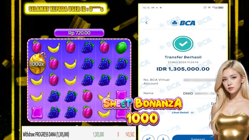 BUKTI KEMENANGAN MEMBER BERMAIN DI SWEET BONANZA 1000