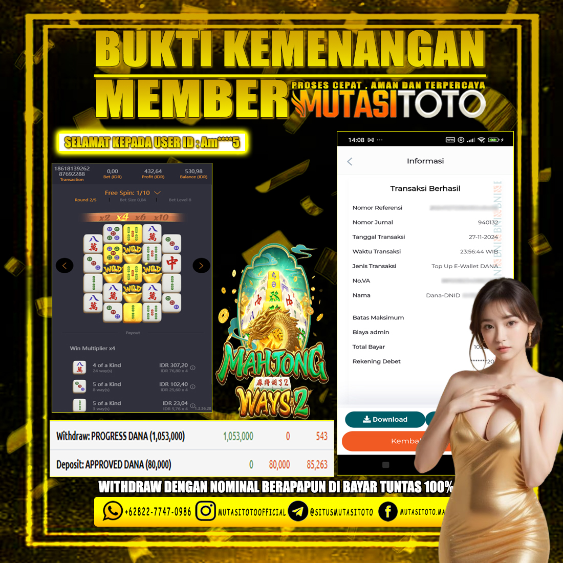 BUKTI KEMENANGAN MEMBER BERMAIN DI MAHJONG WAYS 2