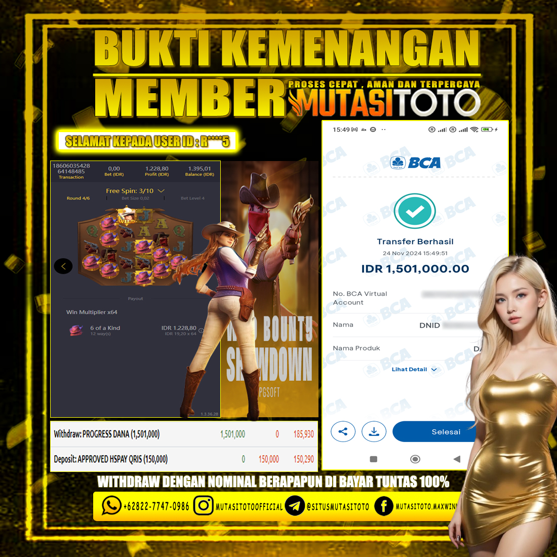 KEMENANGAN MEMBER MUTASITOTO BERMAIN DI WILD BOUNTY SHOWDOWN