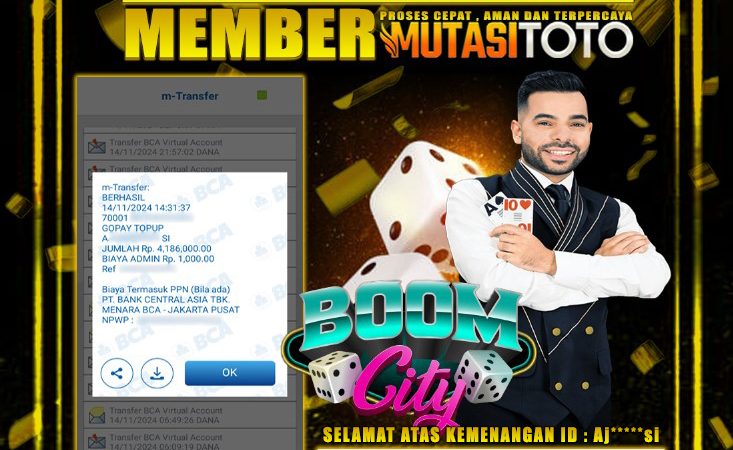 BUKTI KEMENANGAN MEMBER JUTAAN DI CASINO BOOM CITY