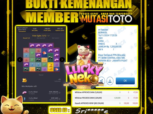 100% WITHDRAW DI LUCKY NEKO