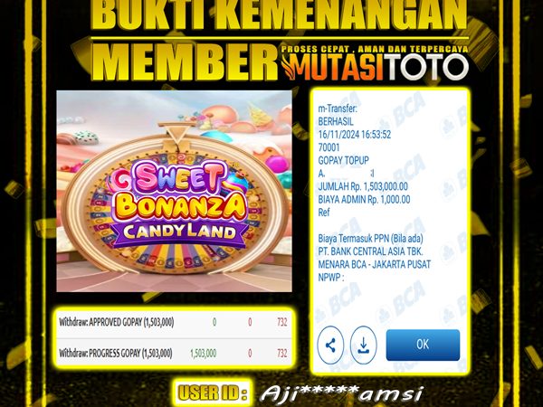 KEMENANGAN MEMBER BERMAIN DI SWEET BONANZA CANDYLAND