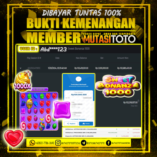 WITHDRAW SULTAN SWEET BONANZA 1000