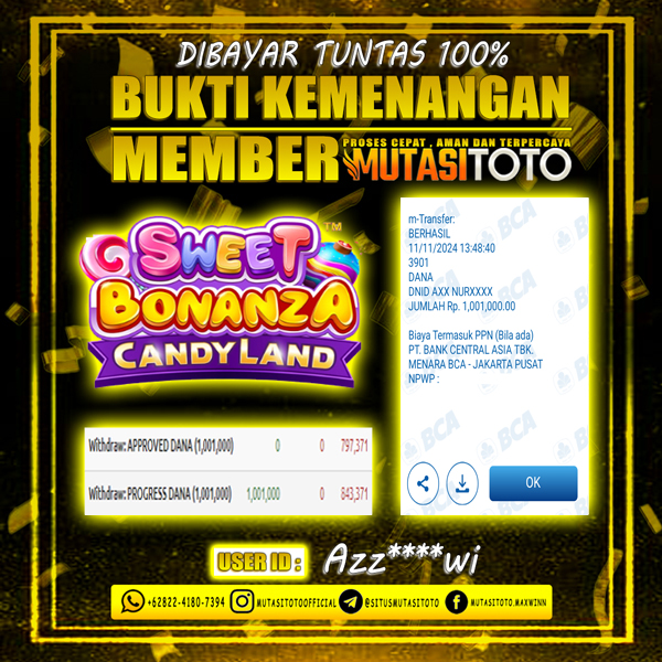 DIBAYAR TUNTAS 100% SWEET BONANZA CANDYLAND