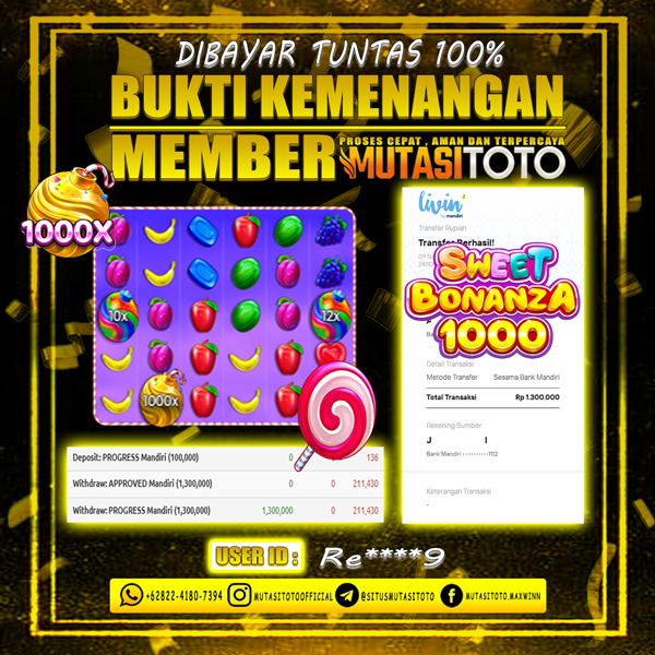 100% WITHDRAW DI SWEET BONANZA 1000