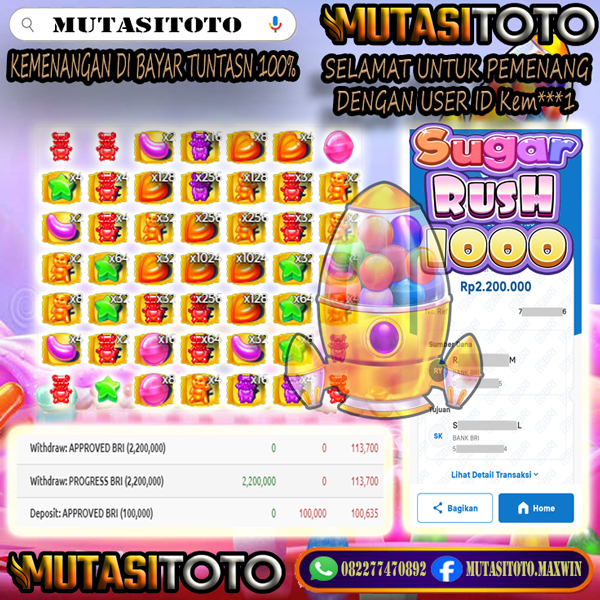 WITHDRAW KEMENANGAN BERMAIN SUGAR RUSH 1000