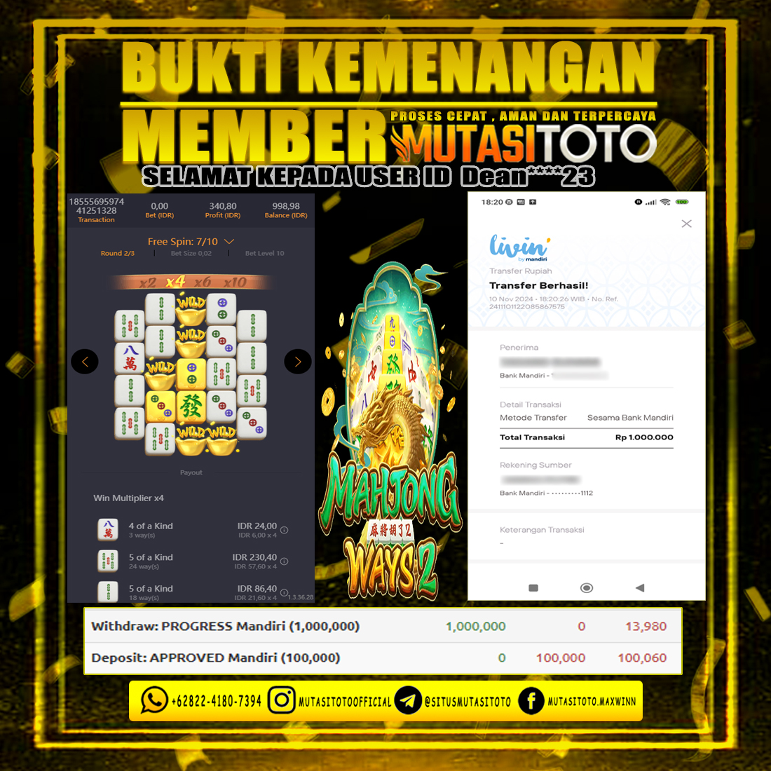 KEMENANGAN MEMBER BERMAIN DI MAHJONG WAYS 2