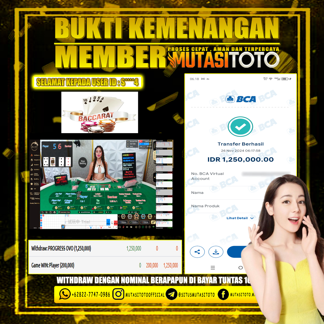 KEMENANGAN MEMBER BERMAIN DI LIVE-BACCARAT CLASSIC