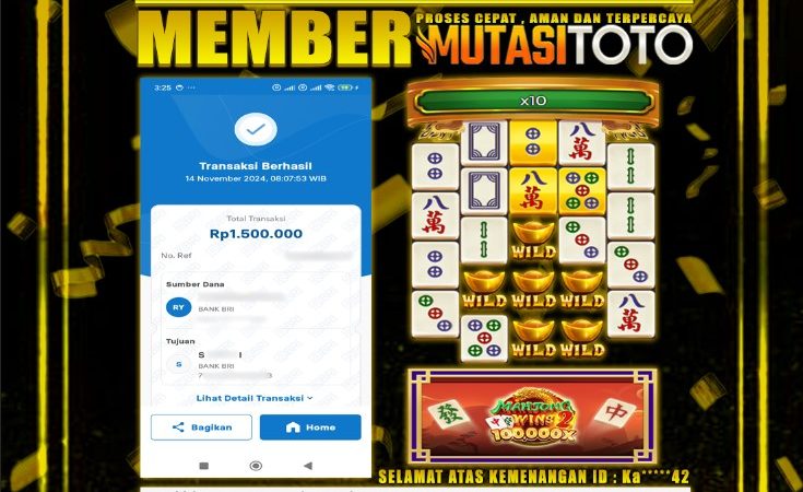 KEMENANGAN MEMBER WITHDRAW BERMAIN DI MAHJONG WINS 2