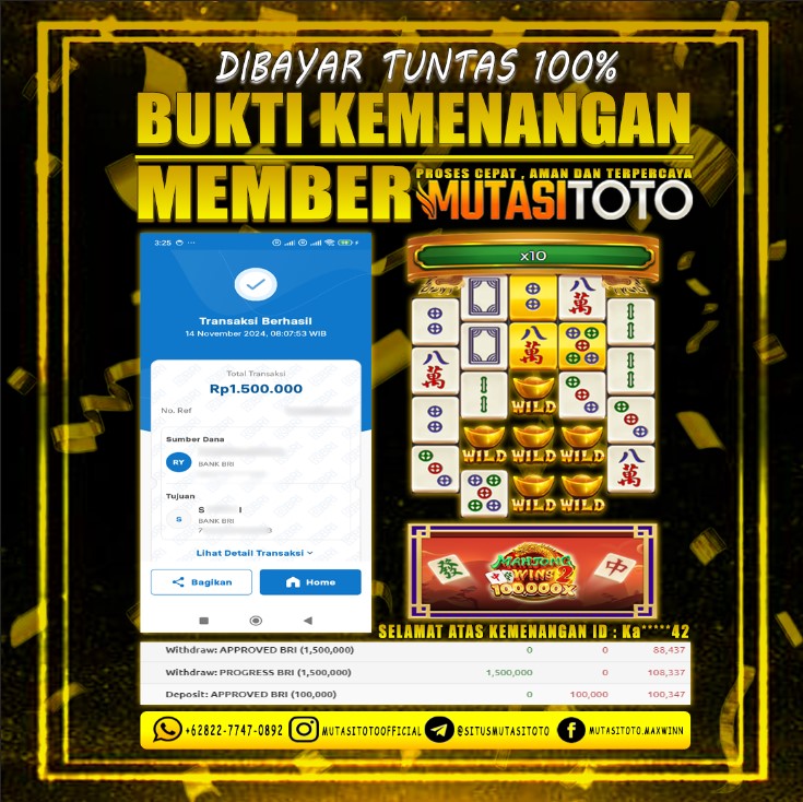 KEMENANGAN MEMBER WITHDRAW BERMAIN DI MAHJONG WINS 2