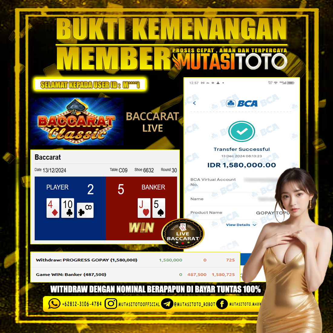 KEMENANGAN MEMBER BERMAIN DI LIVE – BACCARAT CLASSIC