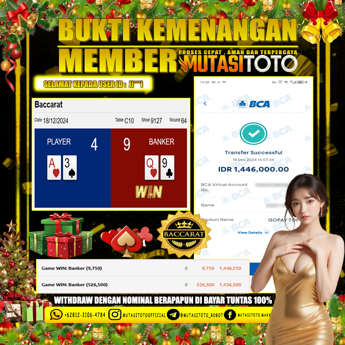 KEMENANGAN MEMBER BERMAIN DI LIVE – BACCARAT CLASSIC