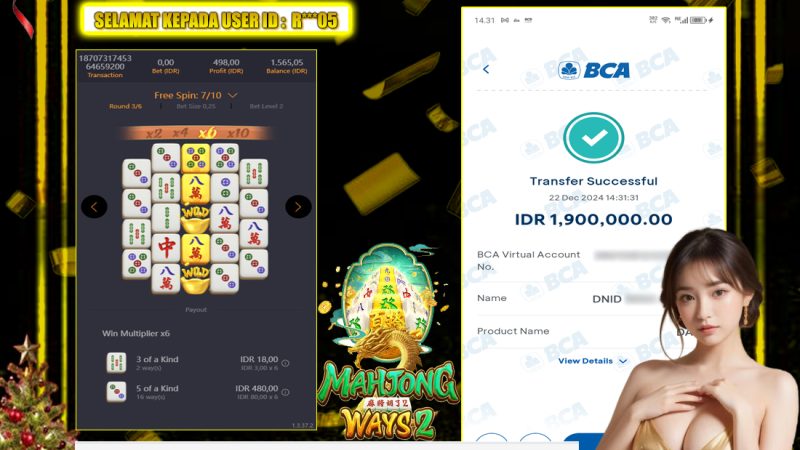 KEMENANGAN MEMBER BERMAIN DI PG SOFT – MAHJONG WAYS 2