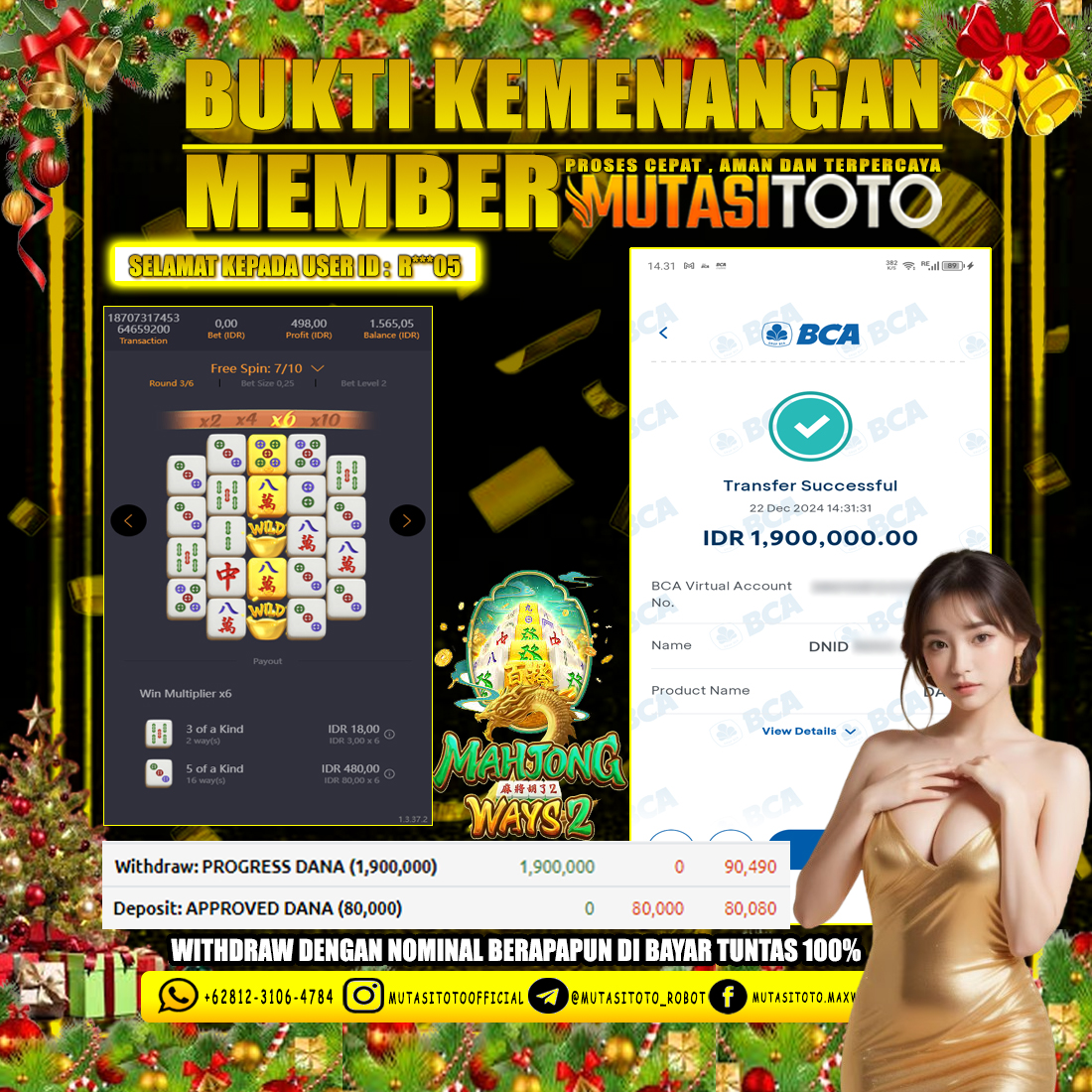 KEMENANGAN MEMBER BERMAIN DI PG SOFT – MAHJONG WAYS 2