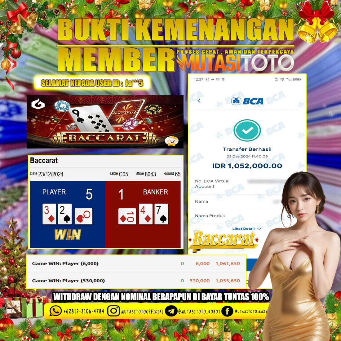 KEMENANGAN MEMBER BERMAIN DI LIVE – BACCARAT ClASSIC