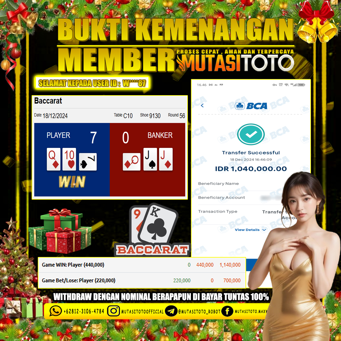 KEMENANGAN MEMBER BERMAIN DI LIVE – BACCARAT CLASSIC