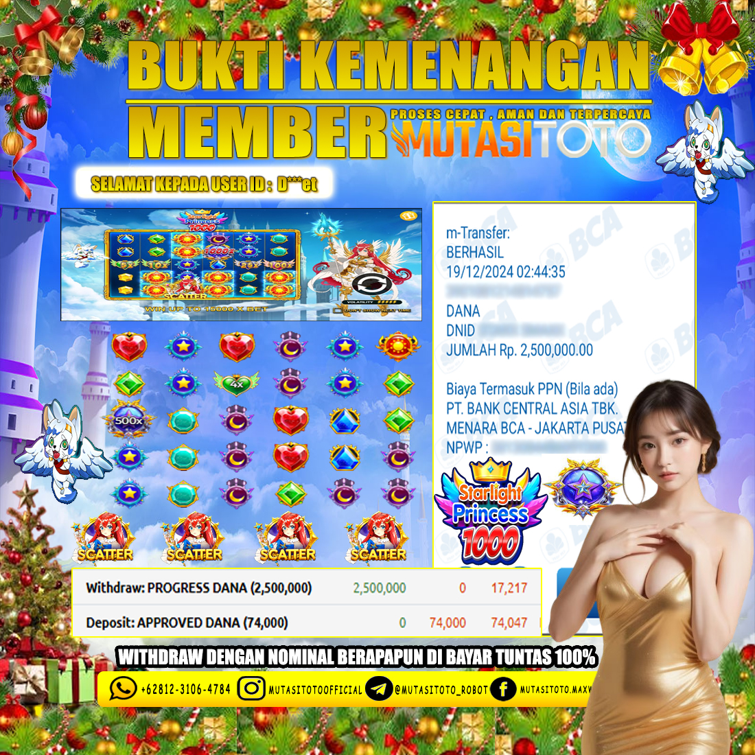 KEMENANGAN MEMBER BERMAIN DI STARLIGHT PRINCESS 1000