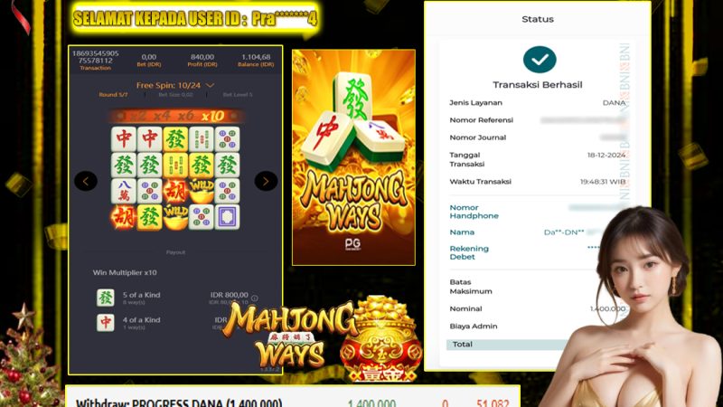 KEMENANGAN MEMBER BERMAIN DI PG SOFT – MAHJONG WAYS