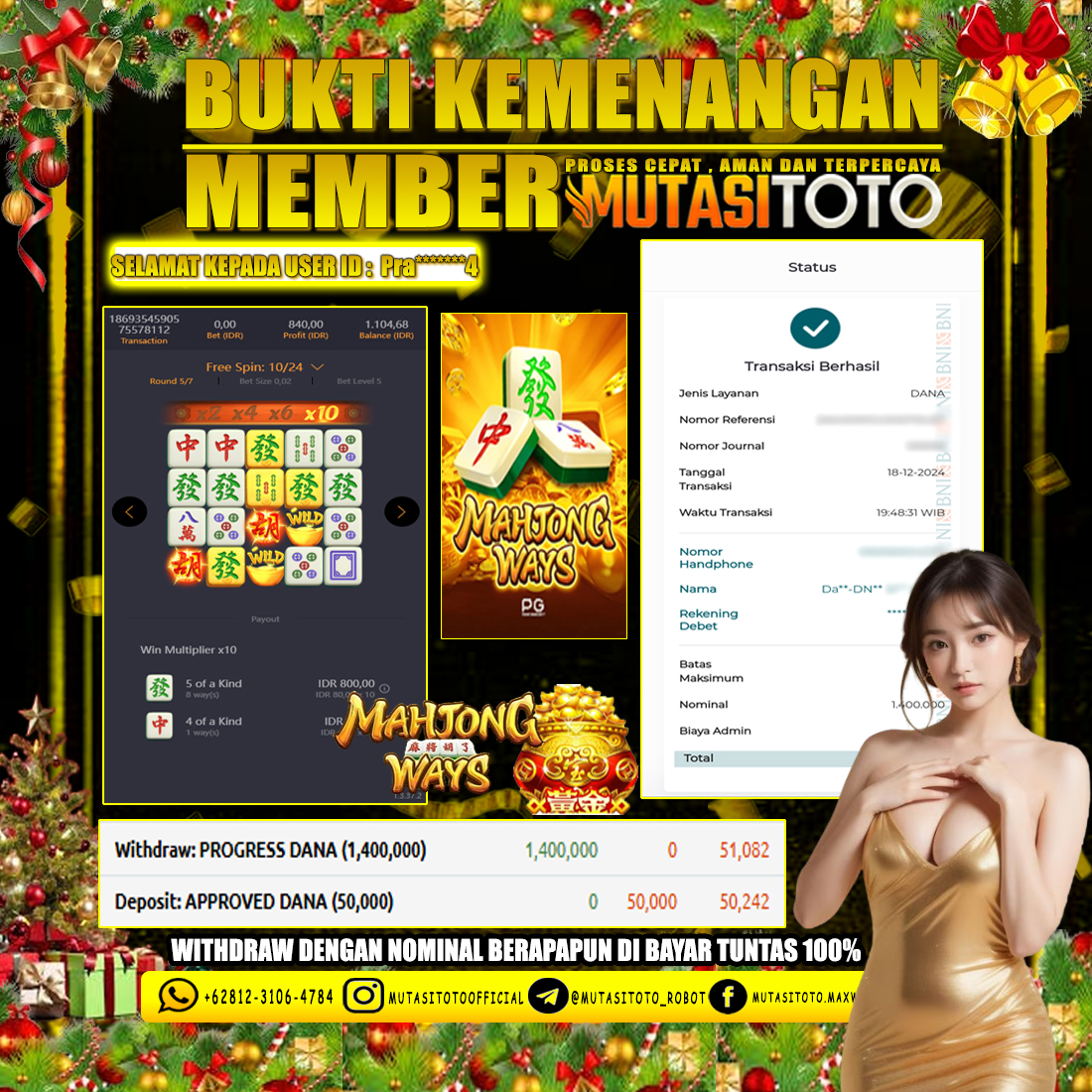 KEMENANGAN MEMBER BERMAIN DI PG SOFT – MAHJONG WAYS