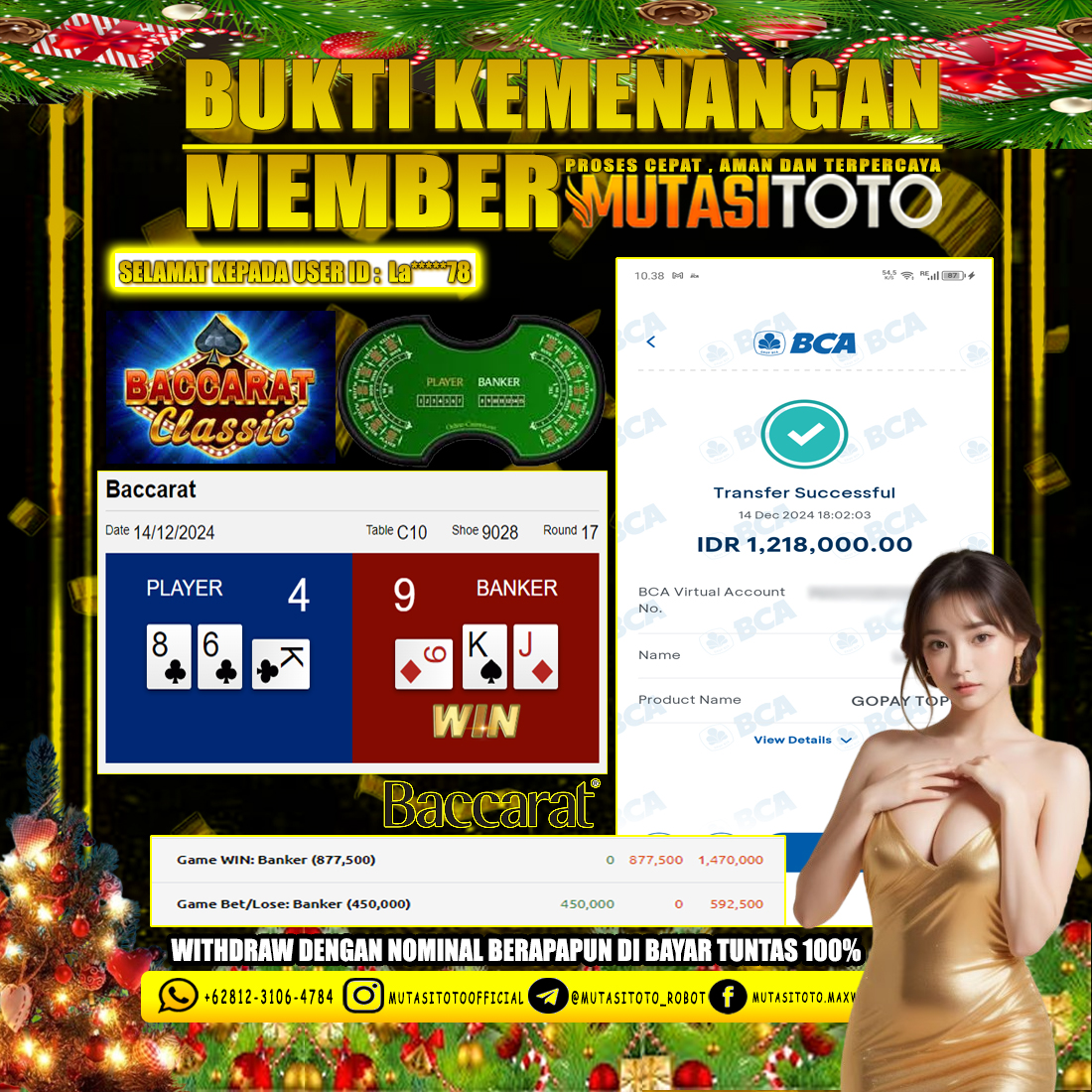 KEMENANGAN MEMBER BERMAIN DI LIVE – BACCARAT CLASSIC