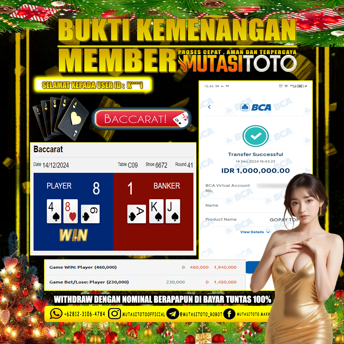 KEMENANGAN MEMBER BERMAIN DI LIVE – BACCARAT CLASSIC