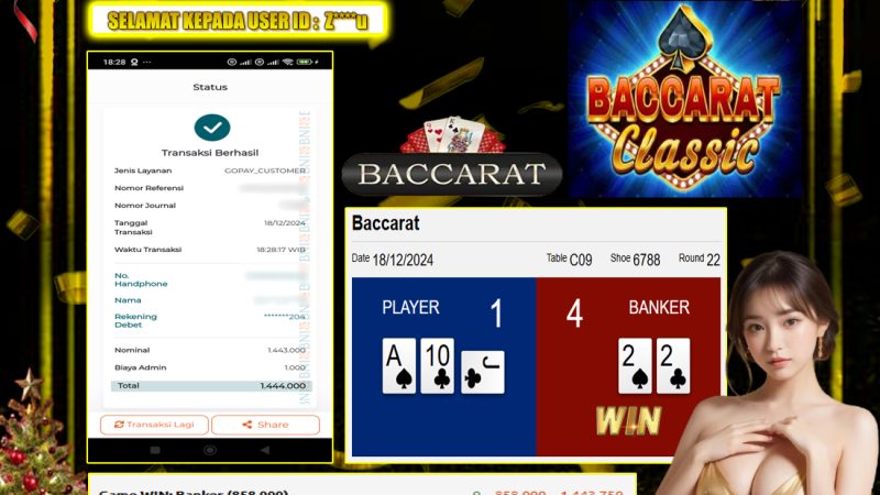 KEMENANGAN MEMBER BERMAIN DI LIVE – BACCARAT CLASSIC