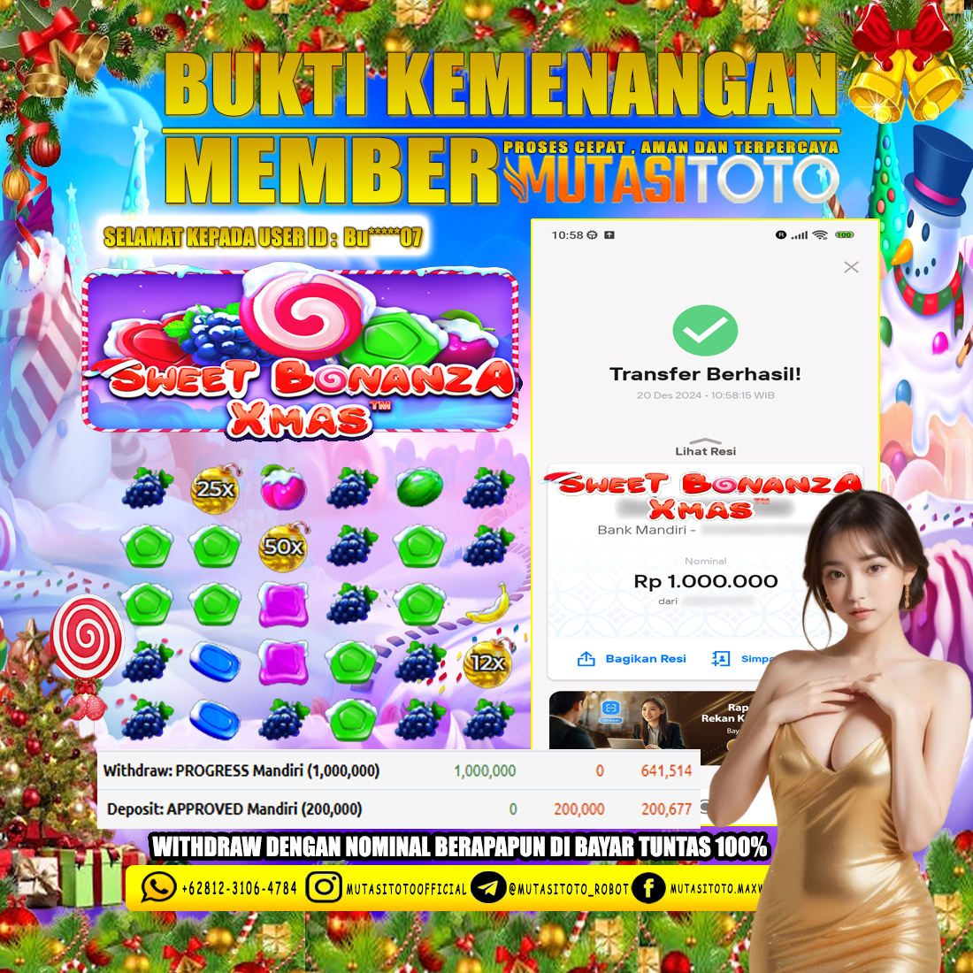 KEMENANGAN MEMBER BERMAIN DI SWEET BONANZA X MAS