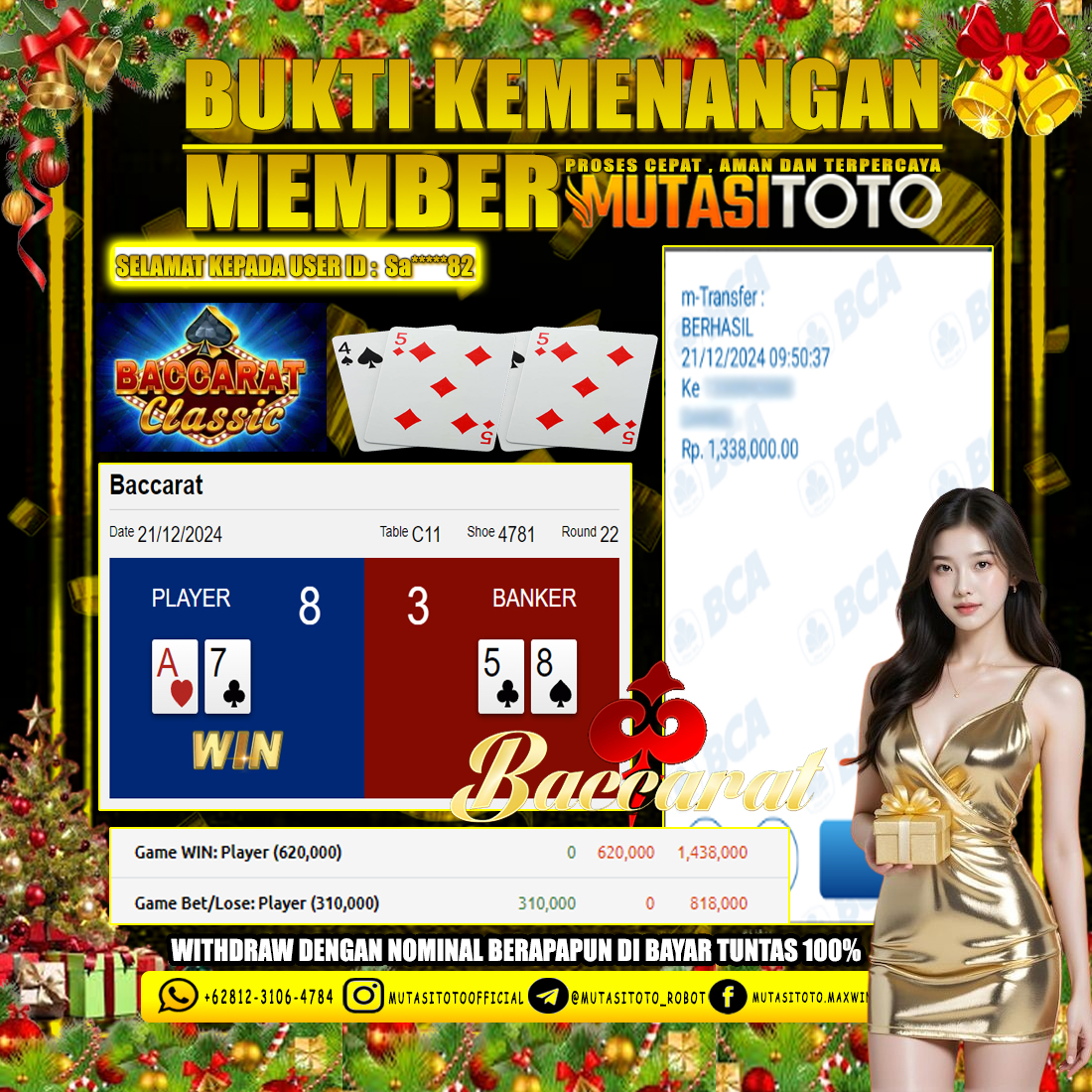 KEMENANGAN MEMBER BERMAIN DI LIVE – BACCARAT CLASSIC