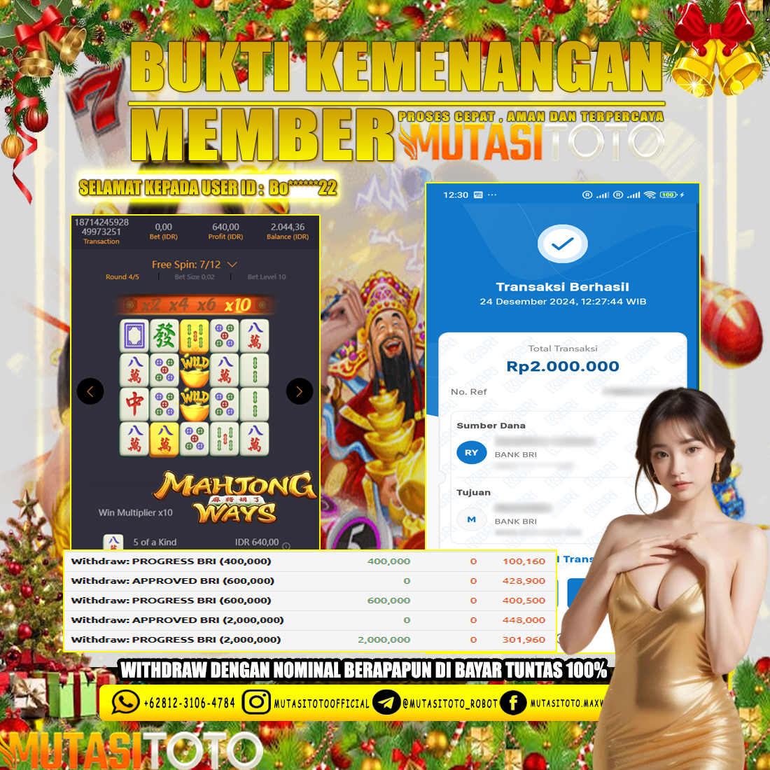 KEMENANGAN MEMBER BERMAIN DI PG SOFT – MAHJONG WAYS