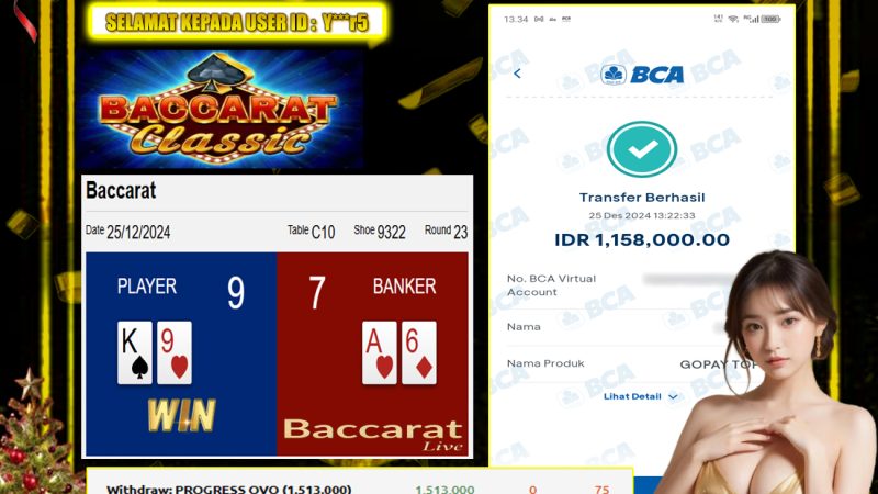 KEMENANGAN MEMBER BERMAIN DI LIVE – BACCARAT CLASSIC