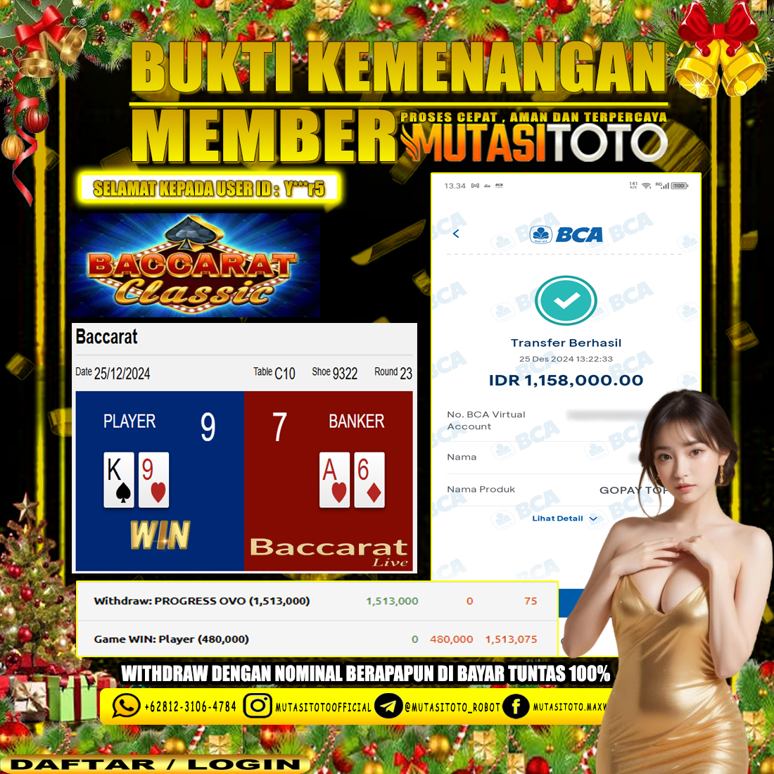 KEMENANGAN MEMBER BERMAIN DI LIVE – BACCARAT CLASSIC