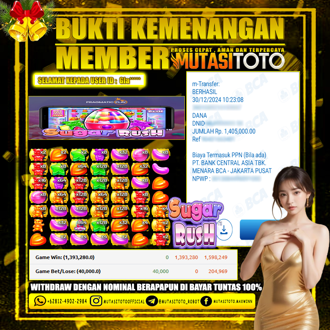 BUKTI KEMENANGAN MEMBER BERMAIN PRAGMATIC PLAY DI SUGAR RUSH