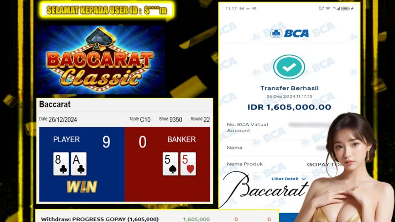 KEMENANGAN MEMBER BERMAIN DI LIVE – BACCARAT CLASSIC